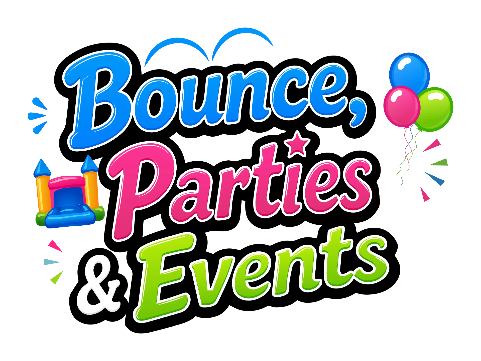 Stacked Logo for Bounce, Parties & Events