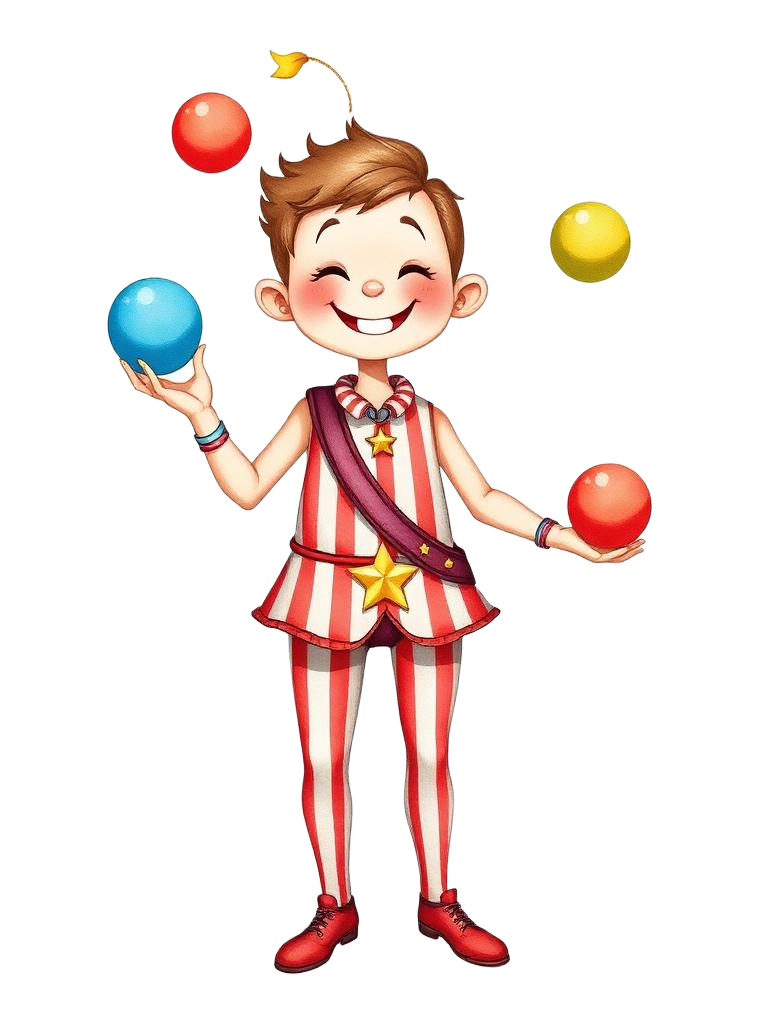 Cheerful juggler acrobat