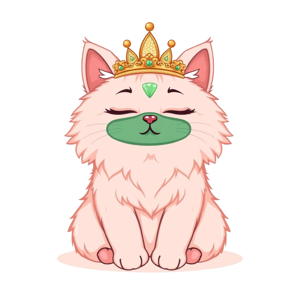 Persian cat with crown and face mask