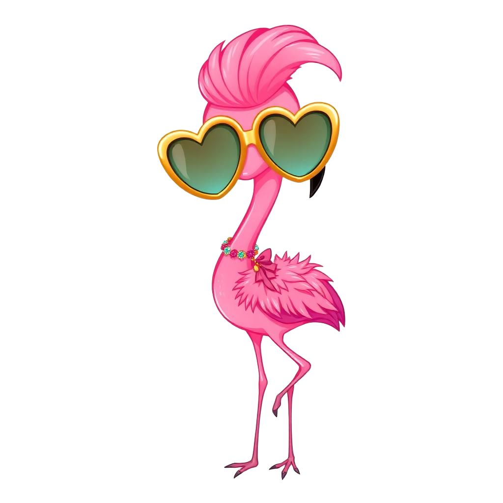 Pink flamingo with sunglasses