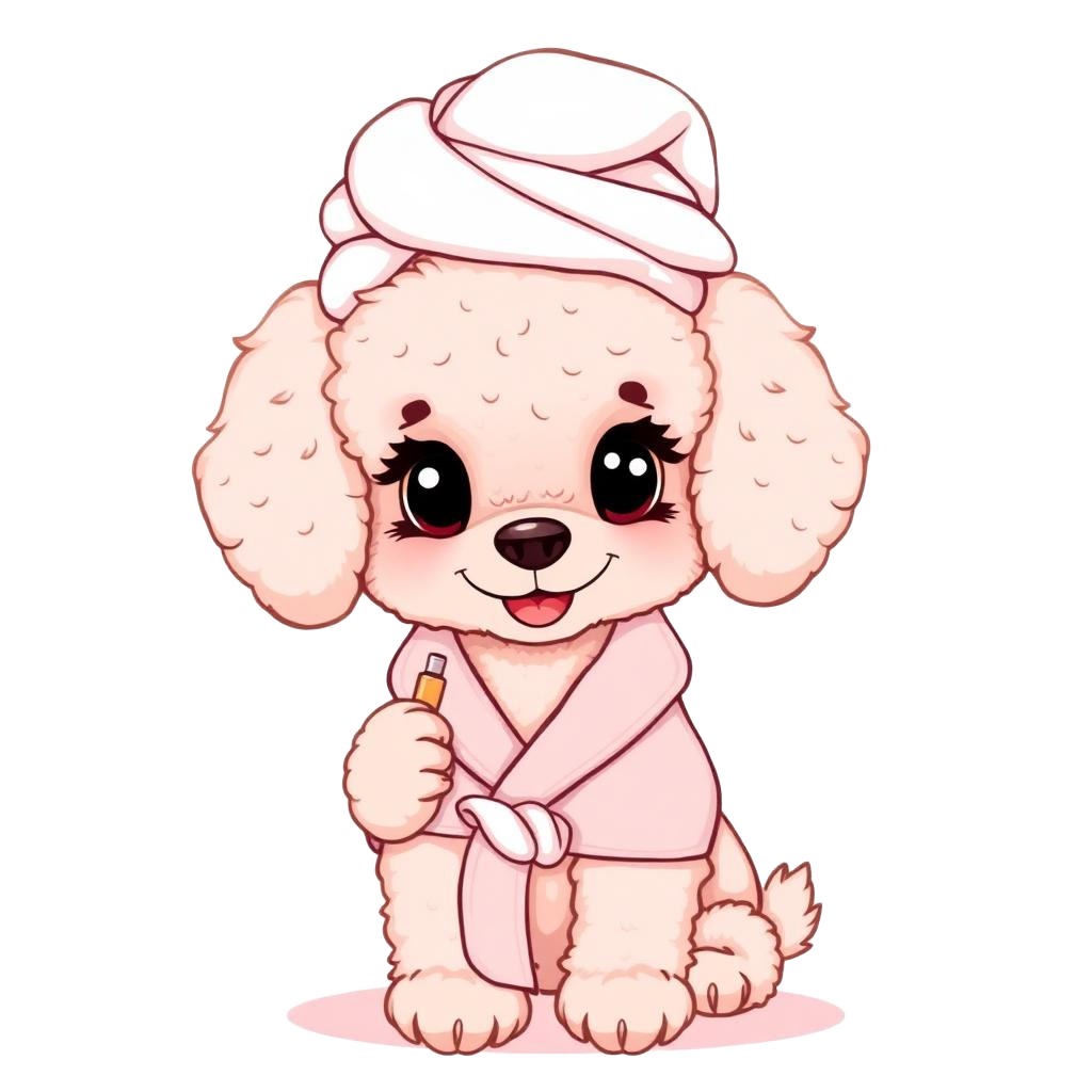 Poodle in bathrobe and turban